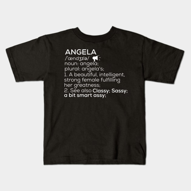 Angela Name Definition Angela Female Name Kids T-Shirt by TeeLogic